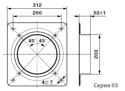 Габариты вентилятора ВО-200-4Е-03